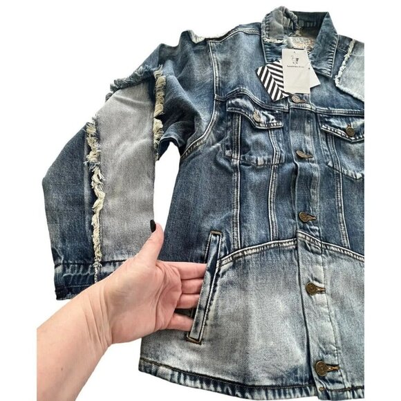 Sandrine Rose x Free People Woman's Sz S Patchwork Vintage Style Jean Jacket NWT - Picture 8 of 10